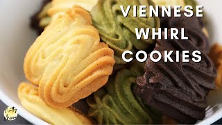 Viennese Whirl Cookies Vanilla Chocolate amp Matcha ∣ 維也納曲奇 香草，巧克力 amp 抹茶 💬 附中文字幕ENG Sub [upl. by Zeena]