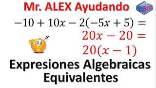 Expresiones algebraicas equivalentes 1010x 2 5x5 [upl. by Aramen141]