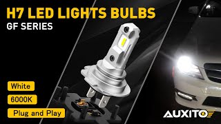 AUXITO GF Pro Series H7 LED Bulbs 8 CSP Chips Super Bright Nonpolarity No Adapter Required [upl. by Anaej]