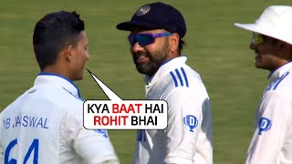 Stump Mic🎤 Yashasvi Jaiswal teasing Rohit Sharma when the cute girls started chanting his name [upl. by Lavena]