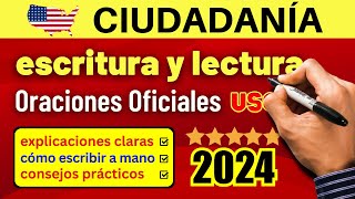 Examen de ESCRITURA y Examen de LECTURA para la ciudadanía ORACIONES OFICIALES INGLÉS y ESPAÑOL [upl. by Annaej]