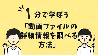 動画ファイルの詳細情報を調べる方法 [upl. by Nnodnarb106]