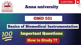 OMD 551  Basics of Biomedical Instrumentation Important question ✔️👍  Be Prepare for Exam [upl. by Laira50]