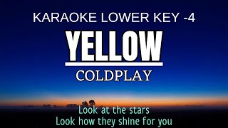 Coldplay  Yellow Karaoke Lower Key Nada Rendah Pria 4 [upl. by Selda497]