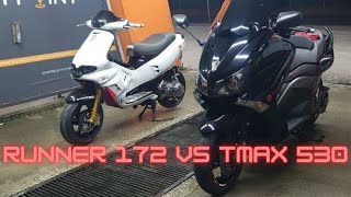 TMax 530 vs Gilera Runner 180 Roll Race 40140kmh [upl. by Ky411]