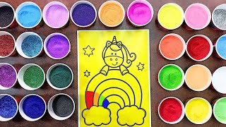 Unicorn With Rainbow Sand Art  Colored Sand Painting For Kids [upl. by Tnomal116]