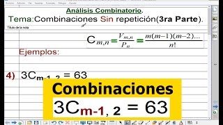 Combinaciones Sin Repeticion 3ra Parte [upl. by Cardew]