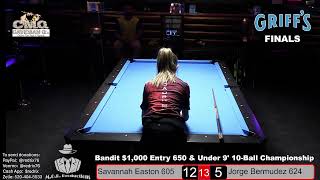 Sunday Play for the Bandit 1000 Entry 650 amp Under 9 10Ball Championship at Griffs Billiards L… [upl. by Polak]