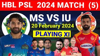 PSL 2024 Islamabad United Vs Multan Sultans Playing 11  Match 5  PSL 2024  PSL 9  2024 PSL [upl. by Namyl]