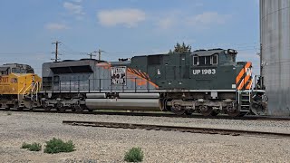 UP 1983 quotWestern Pacificquot on point of a mixed freight in Nyssa Oregon [upl. by Roskes]