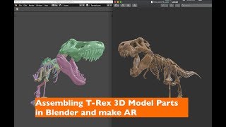 BSLIVE 0012  Using Blender 3D to assemble T Rex Skeleton Model for AR [upl. by Pax]