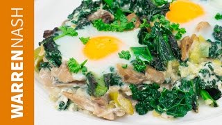 Baked Eggs Recipe  With Cavolo Nero amp Mushroom  Vegetarian Recipes by Warren Nash [upl. by Nnel]