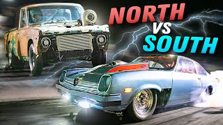 40 Cars BATTLE for 15000 North vs South Small Tire Race [upl. by Ynatterb]