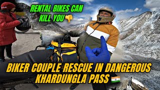 BIKER COUPLE KO KIYA KHARDUNGLA SE RESCUE “RENTAL BIKE TRAUMA”  LEH SAFARNAMA EP9 [upl. by Lefton]