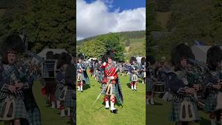 scotlandthebrave as drummajor leads Ballater pipeband on march at 2024 lonachgathering shorts [upl. by Ribal498]