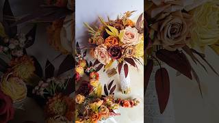 Bridal Bouquet amp Bridesmaid bouquets in Autumn theme 🍂🍁bridesbouquet weddingaccessories shorts [upl. by Leirbag]