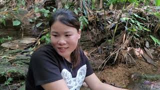 A beautiful 20 year old girl went into a small stream in the forest to catch snails [upl. by Aititil]