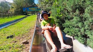 TOBOGGAN RIDE AT JAMBEROO ACTION PARK [upl. by Airol640]