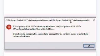 How To Fix Cricket 2017 Error Operation Didnt Complete Successfully Because Of Virus [upl. by Tildie]