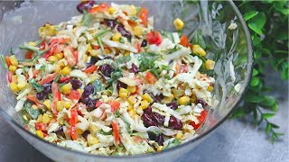 Leckerer Salat in 5 Min Ich werde nie müde den Salat zu essen Chinakohl mit Mais Bohnen Rezept [upl. by Ameyn]