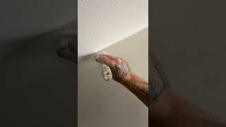 Cutting into a bathroom ceiling on the first coat paint painter painting sherwinwilliams shorts [upl. by Daenis625]