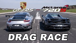 Porsche GT2 RS vs McLaren 720S  DRAG RACE  Daniel Abt [upl. by Attelrak]