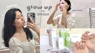 GLOW UP with me 🍒 korean glass skin pinterest nails amp haircut indepth makeup tips selfcare night [upl. by Mahon]