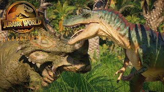 Qianzhousaurus ATTACKS Sinoceratops  Life in the Cretaceous  Jurassic World Evolution 2 🦖 4K 🦖 [upl. by Eckmann155]