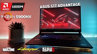 ASUS G15  G17 Advantage Laptop  AMD 6800m 12GB Ryzen 9 5900hx  3 Games FPS Tested [upl. by Dovev829]