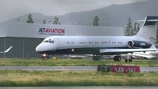 RARE VIP MD87  N111RE Rejected Takeoff from Van Nuys Airport [upl. by Beatriz]