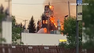 Historic church in Morinville burns down [upl. by Osmen496]