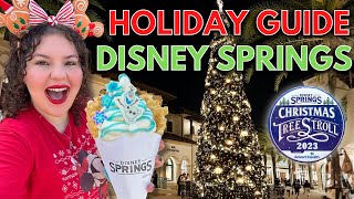 Disney Springs Holiday Guide 2023 Free Entertainment Festive Snacks Santa and More [upl. by Elburr]