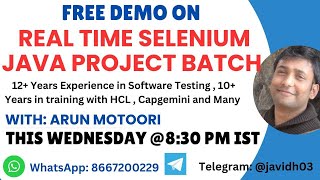 Live Software Testing and Automation with Selenium Java  Training Programs Demo Session [upl. by Einnek]