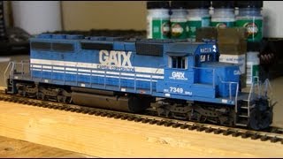 Custom Athearn GATX Leasing SD402 7349 [upl. by Ynetruoc]