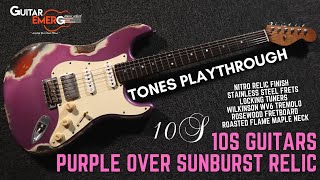 10S Guitars Purple Over Sunburst Relic HSS Strat Playthrough Demo [upl. by Corena]