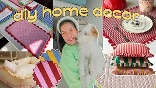 sewing cute pinterest home decor pieces amp a dog bed Apartment Makeover EP4 [upl. by Aerdno]