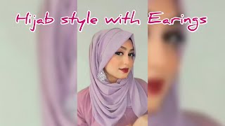 Hijab style with Earrings Easy hijab tutorial for wedding [upl. by Meghann]