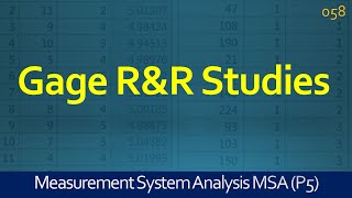 058 MSA  Gage RampR Studies  Repeatability and Reproducibility  Lean Six Sigma Training [upl. by Kermit]