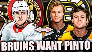 BOSTON BRUINS WANT SHANE PINTO… TRADE PACKAGE W OTTAWA SENATORS NHL Rumours 2023 Lysell Beecher [upl. by Cherye]