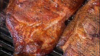 Smoked Pork Steaks on the Weber Kettle Charcoal Grill  porksteaks weberkettle charcoal [upl. by Cerracchio]