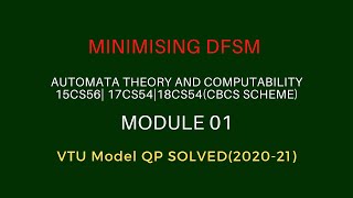 Minimization of DFA  ATC  18cs54  VTU  Model QP solved [upl. by Johnathan895]