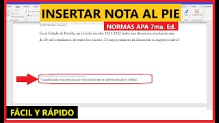 Cómo insertar NOTA AL PIE según NORMAS APA 7ma SÉPTIMA EDICIÓN [upl. by Ansev]