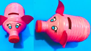 Easy piggy bank making  plastic bottle piggy bank at home  piggy bank [upl. by Mackie]