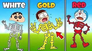 Shinchan And Nobita Play Noob Vs Pro Vs Hacker In Scary Skeleton RUN 3D 🤣🤣  Funny Game [upl. by Arathorn]