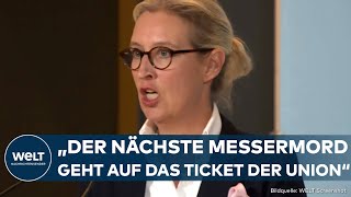 NEUWAHLEN quotJeden Tag Taktierereiquot Alice Weidel tobt AfDChefin schießt heftig gegen die Union [upl. by Ahsaya]