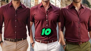 10 Pantalones Perfectos para Combinar con una Camisa Vino Tinto para hombre [upl. by Aneeled]