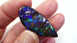 Tiefgründiger Opal gebohrt als Anhänger für Lederband blau grün Boulder Opal Kurzmann Design [upl. by Arsuy]