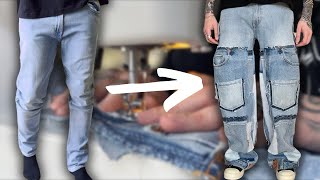 Upcycling Skinny Jeans Into Distressed Patchwork Denim  Easy DIY Sewing [upl. by Jeffers675]