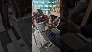 Cutting Standard Bricks into Brick Veneer construction howto masonry [upl. by Ayocal778]