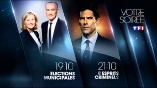 Ba Election Municipale 19h10  Esprits Criminel 21h10  LAmour Sans Preavis ce soir HD1 TF1 [upl. by Betz]